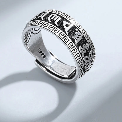 Tibetan Ring in Silver Plated 