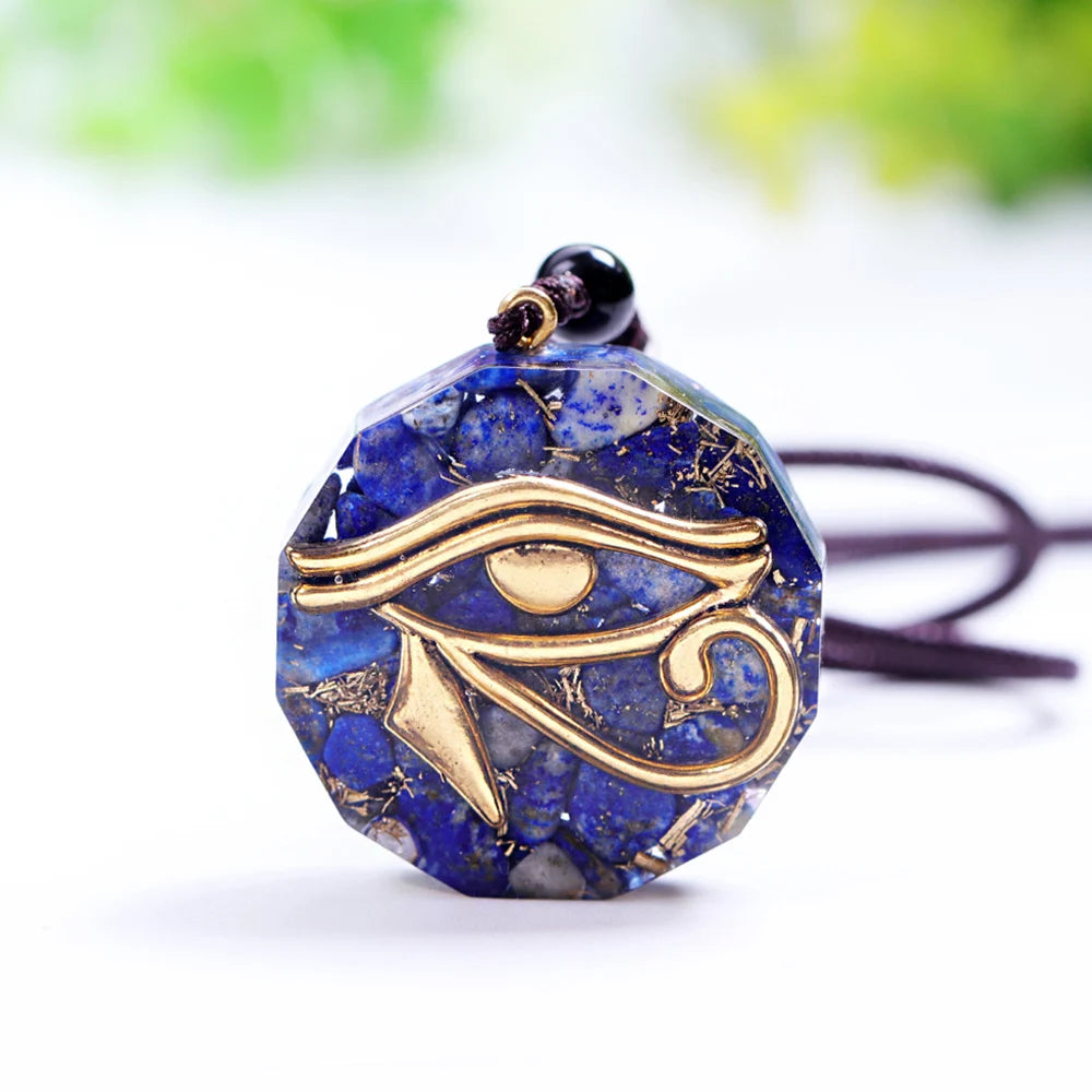 Lapis lazuli orgonite pendant with Eye of Horus 