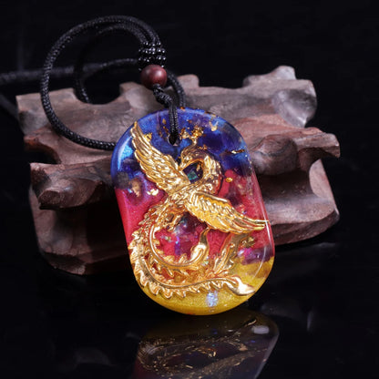 Energetic orgonite Phoenix pendant 