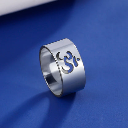 Om Meditation Ring in Stainless Steel 