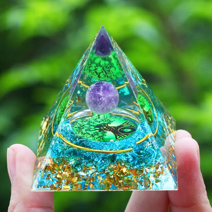 Blue Fluorite / Amethyst Orgonite Pyramid 