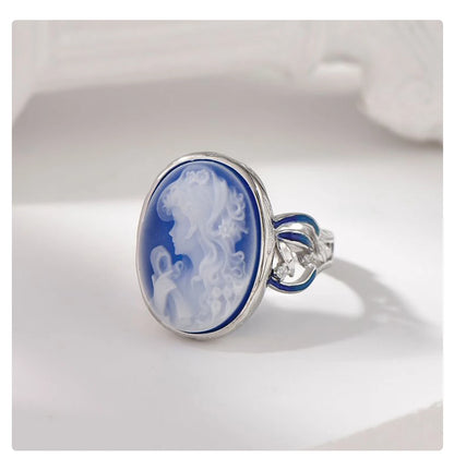 Cameo ring in natural stone and silver 