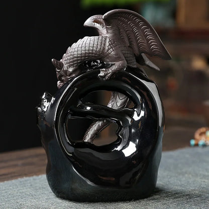 Ceramic dragon backflow incense burner 