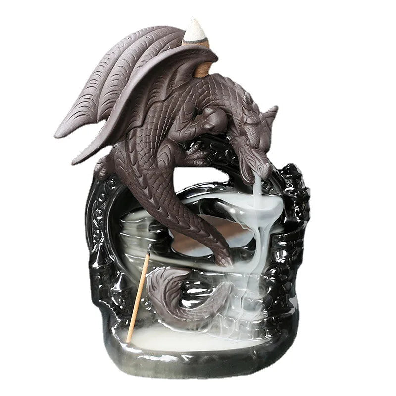 Ceramic dragon backflow incense burner 