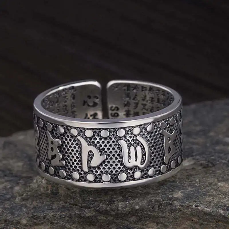 Tibetan Ring in Silver Plated 