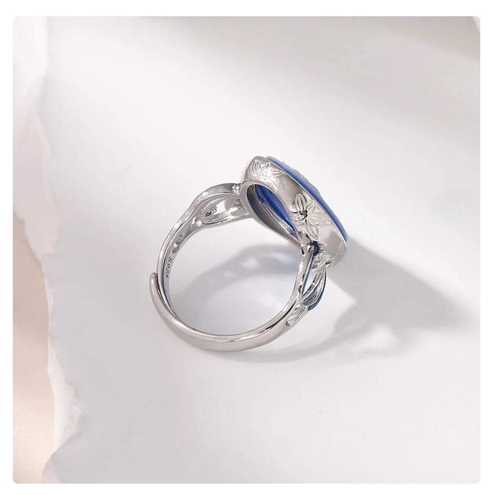 Cameo ring in natural stone and silver 