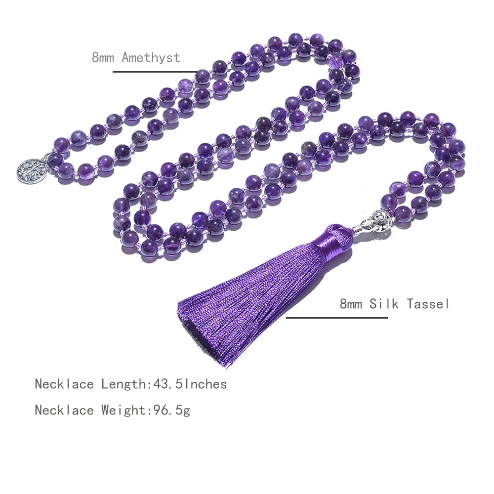Mala necklace in natural amethyst 