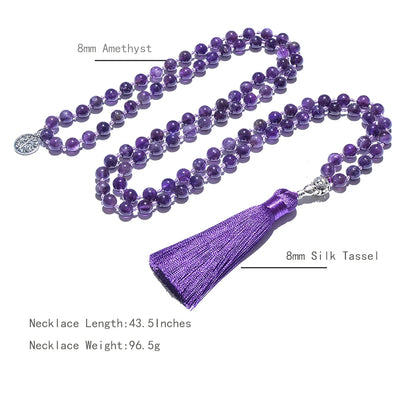 Mala necklace in natural amethyst 