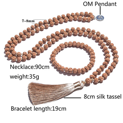 Bracelet and necklace in Rudraksha seeds 