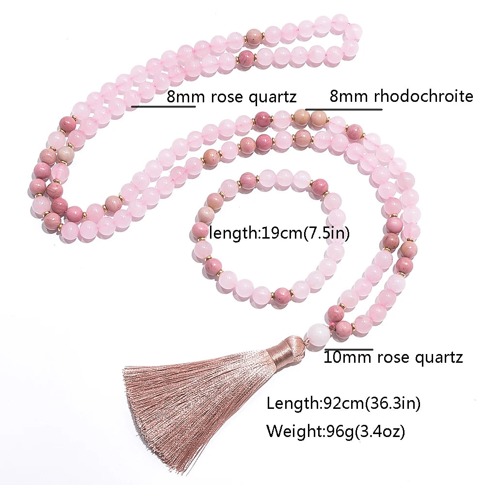 Collier et bracelet en quartz rose