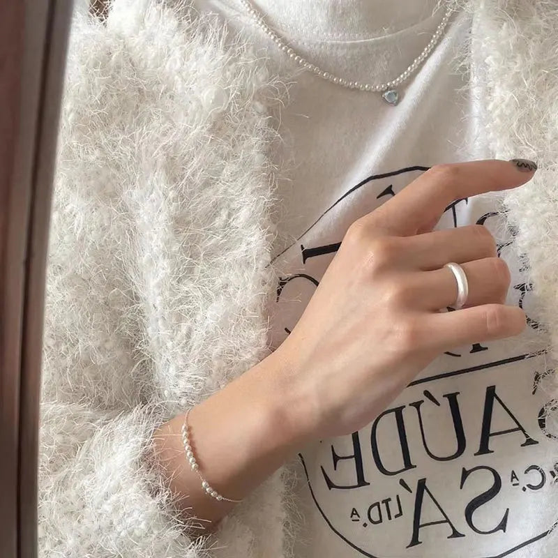 Brushed silver ring - refined style 