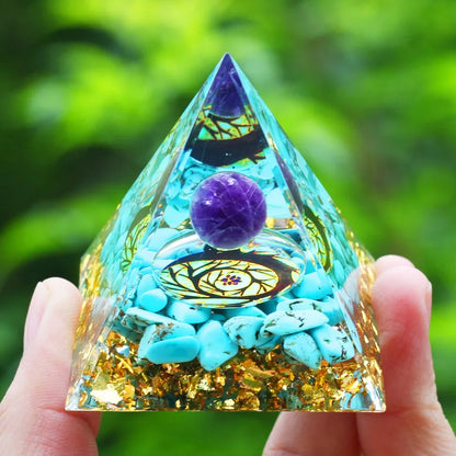 Turquoise / Amethyst Orgonite Pyramid 