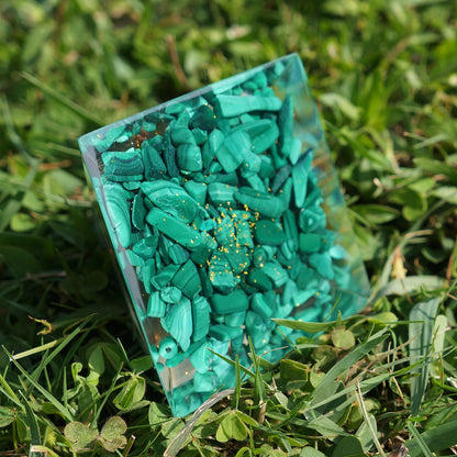 Orgonite Pyramid Tree of Life Green Fluorite / Turquoise 