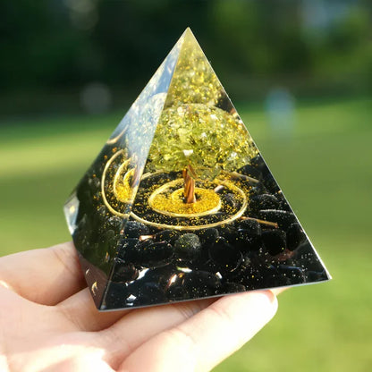 Orgonite Pyramid Obsidian & Peridot 