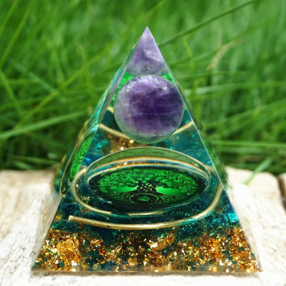 Blue Fluorite / Amethyst Orgonite Pyramid 