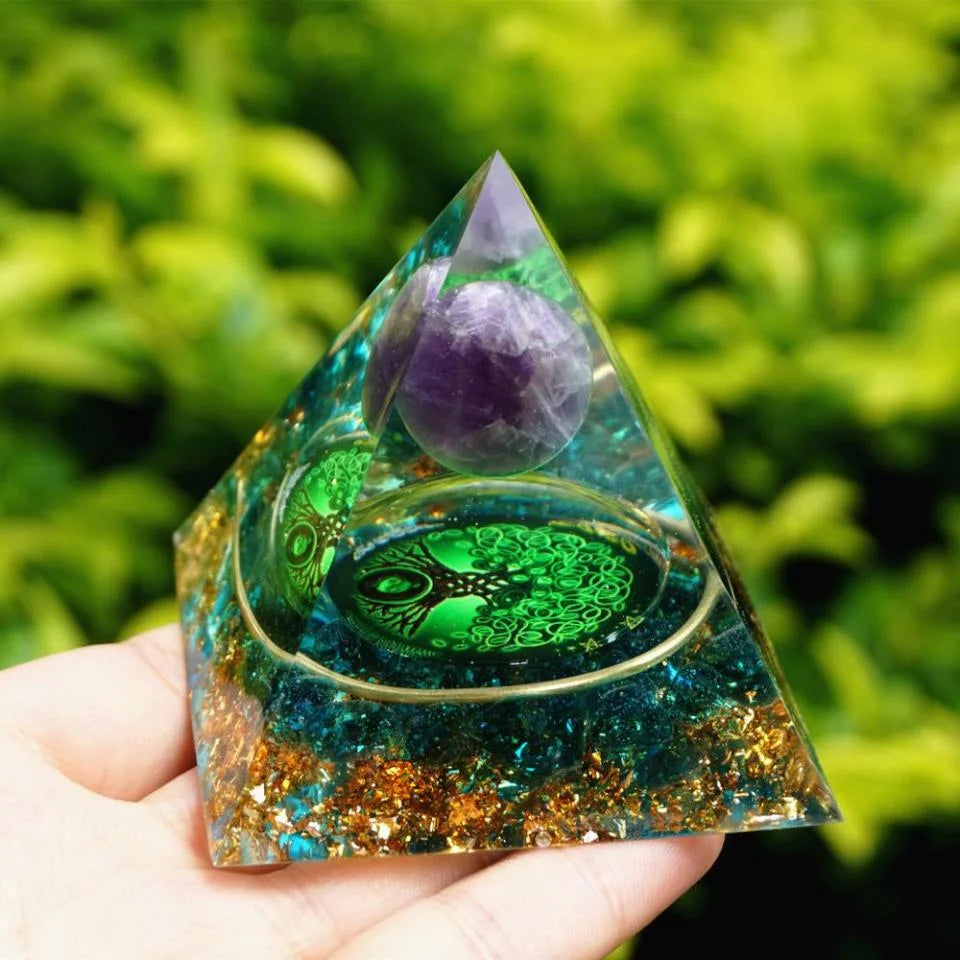 Blue Fluorite / Amethyst Orgonite Pyramid 