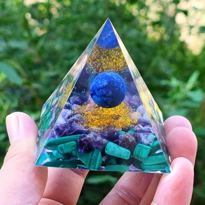 Orgonite Pyramid Sphere Lapis Lazuli / Green Agate 